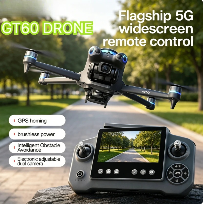 Fpv Brushless Rc Drone 4K - โดรน GT60 GPS แบบพับได้ หน้าจอ 4.3